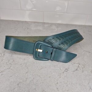Vintage Avion International Leather Belt Large Turquoise Wide